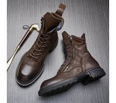 Botas Martin de cuero británicas para hombre, de caña media, altas, informales, transpirables, con cordones, versátiles, para herramientas, botas de cuero para hombre 38 negro