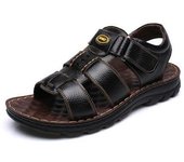 Sandalias de cuero genuino para hombre, zapatos de verano para hombre, zapatillas con punta abierta, sandalias suaves para hombre, calzado romano cómodo para caminar en la playa al aire libre 38 marrón