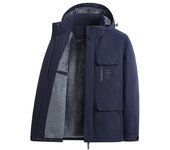Chaqueta tipo cargo con capucha impermeable y resistente al viento para exteriores para hombre, chaqueta acolchada cálida con gorro desmontable y múltiples bolsillos, de invierno M gris