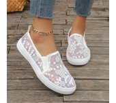 Mocasines con bordado de moda para mujer, zapatillas de plataforma de malla transpirable de verano 2024, zapatos casuales cómodos sin cordones para mujer 36 verde claro