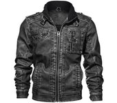 Chaqueta de cuero casual para hombre invierno otoño militar motocicleta motociclista piloto bombardero PU chaquetas de cuero XL caqui