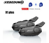 X1 Plus Motocicleta Bluetooth 1000M Intercomunicador Casco Auricular Para 2 Pilotos Intercomunicador Moto Impermeable Interfono Auricular
