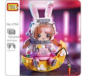 LOZ 1754 aventura espacial conejo astronauta niña Luna zanahoria muñeco espaciador DIY Mini bloques de construcción juguete para niños sin caja