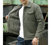 Chaqueta de algodón de invierno para hombre más chaqueta de algodón de color sólido informal gruesa de terciopelo XS
