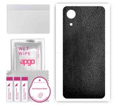 apgo Protective Skin Sticker for the back compatible with Samsung Galaxy A03 Core, Wrap Film, Foil, Vinyl - Pattern Black Leather