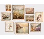 Póster de paisaje campestre francés, impresión artística de granja vintage, pintura en lienzo colorida, imagen estética para pared, decoración de sala de estar 21x30cm No Framed