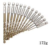 Juego de 13 puntas hexagonales de titanio para taladro y destornillador (1.5-6.5mm)
