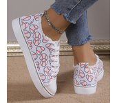 Zapatillas de deporte a la moda para mujer, zapatos blancos para mujer, zapatos informales con forma de corazón, tenis, patín, zapatos de lona para mujer de talla grande 43 blanco