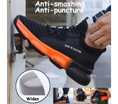 Botas de seguridad con punta de acero a la moda, zapatos indestructibles Ryder, zapatillas de deporte, zapatos transpirables de trabajo antigolpes para hombres 36 negro