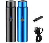 Mini maquinilla de afeitar eléctrica portátil para viaje, afeitadora inalámbrica recargable por USB, recortadora de barba y cara azul