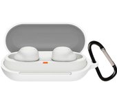 UIUIKA Para SONY Funda Sony Funda protectora de silicona suave Funda Sony Mosquetón contra caídas y arañazos Prevención de pérdidas WF-C500 WF-C500 WF-C500 Prevención, blanco