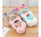 Preciosas orejeras de gato cálidas de invierno con purpurina y felpa para mujer, divertidas orejeras para el frío y el calor. blanco
