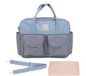 Bolso bandolera para pañales, impermeable, multifunción, de gran capacidad, moderno, azul y blanco