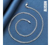 Collar de plata de ley 925 de 16/18/20/22/24/26/28/30 pulgadas y 4 mm de lado, joyería de moda para bodas 40CM