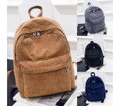 Mochila de pana de nueva tendencia para mujer, de color liso, para viajes y universidad. gris