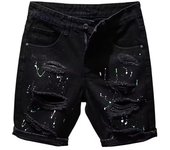 Pantalones cortos vaqueros negros de verano para hombre, de moda, lavables, elásticos, ajustados, de cinco puntos, con cintura media. 28 negro