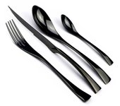 Juego de cubiertos de 4 piezas de arcoíris negro, vajilla de acero inoxidable, cuchillos afilados para carne, tenedores, vajilla de cucharas para té