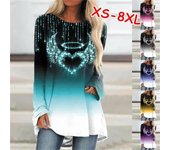 Ropa de otoño e invierno para mujer, camisetas casuales de manga larga, camisetas con estampado 3D para mujer, camisetas holgadas tipo túnica, blusas tipo pulóver, tallas XS a 7XL XL