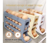 Soporte enrollable automático de 4 capas para nevera, caja para almacenar huevos, contenedor, cocina, refrigerador, dispensador de huevos, organizador de huevos para nevera beige