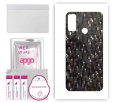 apgo Protective Skin Sticker for the back compatible with Honor Play 4T, Wrap Film, Foil, Vinyl - Pattern Carbon Black Pixel