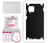 apgo Protective Skin Sticker for the back+sides compatible with Samsung Galaxy M53 5G, Full Wrap Film, Foil, Vinyl - Pattern Carbon Black