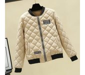 Chaqueta Bomber femenina Otoño Invierno para mujer abrigo corto con patrón de rombos M rojo