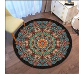 Alfombra redonda Retro de Mandala para sala de estar, alfombra nórdica para suelo de habitación de niños, alfombrilla antideslizante para silla de ordenador, alfombra para dormitorio, decoración del hogar 60cm