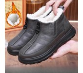 Botas de hombre, botines de alta calidad, zapatos casuales ligeros para hombre, zapatos de trabajo de piel cálidos para invierno para hombre, para exteriores 44 negro