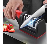 Afilador De Cuchillos Portátil, 3 En 1, Afilador De Cuchillos De Tres Etapas, Afilador De Cuchillos Manual Para La Cocina Del Chef Profesional Potente, Accesorios Para Cuchillos negro