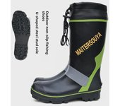 Botas altas de goma antideslizantes con clavos de acero para hombre, ideales para pesca al aire libre y nieve. M fits 39-40