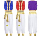 Disfraz de príncipe árabe para niño, disfraz de cosplay, chaleco, pantalones harén, traje para Halloween, carnaval, actuación en el escenario 5-6 Years rojo