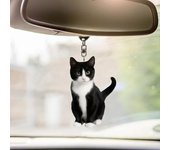 Llaveros de acrílico con forma de gato para espejo retrovisor de coche, colgante para bolso, bolso, anillo, adorno para llave de gato, accesorios para el interior del coche 1