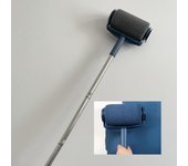 Cepillo de pared con rodillo sin costuras y varilla de extensión Cepillo de rodillo autocebante Cepillo de varilla telescópica para pintura de látex Cepillo de rodillo para pintura Drum+extension rod azul