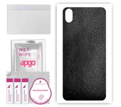 apgo Protective Skin Sticker for the back compatible with Xiaomi Redmi 7A, Wrap Film, Foil, Vinyl - Pattern Black Leather
