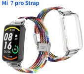 Correa trenzada de nailon + funda para Xiaomi Mi Band 7 Pro, pulsera informal para Mi Band 7 Pro, accesorios de correa de repuesto mi 7 pro color rosa