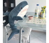 Almohada de tiburón gigante, muñeco de peluche suave, almohada, juguetes lindos azul