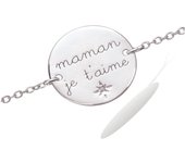 Les Trésors De Lily [R2558] - Bracelet Argent 'Maman Je t'aime' blanc argenté (rhodié) - 15 mm plata