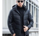 Chaqueta de cuero genuino engrosada de invierno para hombres de mediana edad, chaqueta de plumón de piel de oveja para hombres, chaqueta con capucha suelta, atuendo de papá M
