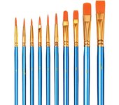 10 Piezas Pinceles Acrílicos - Pinceles De Artista De Nylon, Juego De Pinceles De Acuarela Al Óleo Para Gouache Acrílico, Niños Principiantes Amantes De La Pintura Artistas - Azul