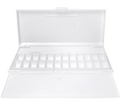 Paleta de pintura portátil de plástico blanco con bandeja, caja para acuarela, dibujo, pintura, arte, herramientas, suministros