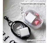 Mini caja de almacenamiento portátil transparente para cables y auriculares
