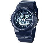 PINDOWS 50M Reloj digital deportivo para exteriores con alarma LED, cronómetro para mujer, resistente al agua, reloj, multifunción, luz de fondo, calendario, reloj, azul
