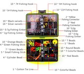 Kit de accesorios de pesca que incluye anzuelos, pesas, eslabones giratorios, broches, cuentas de sedal