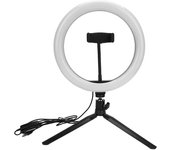 Luz LED de escritorio regulable para transmisión en vivo, selfies, tatuajes, cámara, anillo de luz con soporte móvil