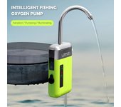 Mini bomba de aire portátil para exteriores, bomba de oxígeno y aire con tubo de piedra de aire, carga USB con detección 3 en 1 verde