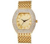 Reloj de diamantes analógico popular y elegante con correa de acero inoxidable cuadrado, resistente al agua, dorado, informal, de negocios, de moda, accesorios para cumpleaños y Navidad. oro