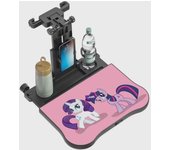 Mesa plegable multifuncional compacta con almacenamiento ajustable, portavasos, soporte para teléfono y tableta para adultos y niños.