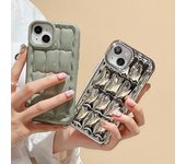 Funda de teléfono con cojín de aire de pan plateado chapado en 3d para Iphone 14 13 12 11 Pro Max Color sólido a prueba de golpes funda de silicona suave For iPhone 12 Pro plata