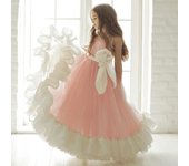 Vestido de fiesta con lazo para niña, vestidos elegantes de tul rosa para damas de honor, vestidos infantiles de princesa para graduación, vestido de boda de cumpleaños, trajes de noche 8Y color rosa