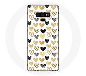 Coque pour Samsung Galaxy Note 9 Fond de texture abstraite coeurs noir jaune et gris